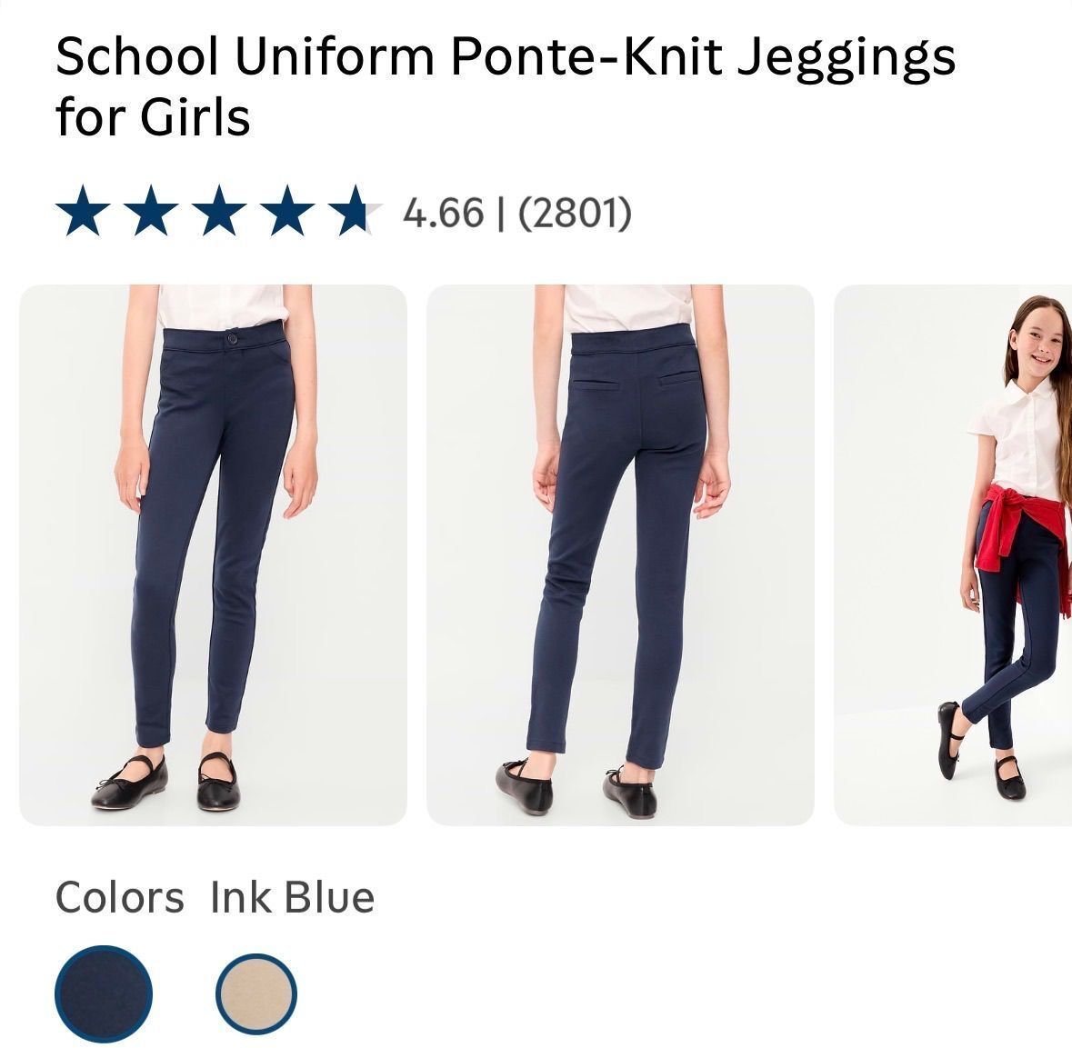 School Uniform Ponte-Knit Jeggings for Girls