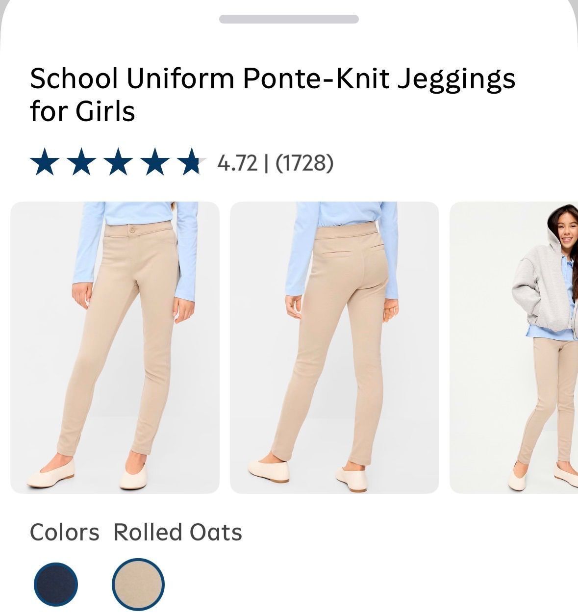 School Uniform Ponte-Knit Jeggings for Girls
