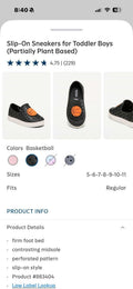 Slip-On Sneakers for Toddler Boys (Partially Plant Based)