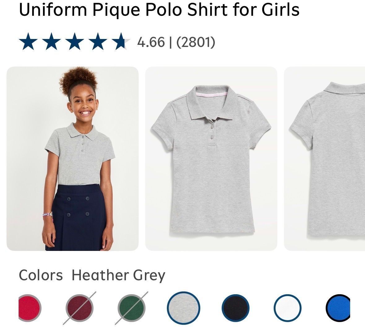 Uniform Pique Polo Shirt for Girls