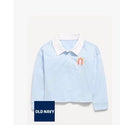 Long-Sleeve Cropped Polo Shirt for Toddler Girls