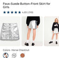 Faux-Suede Button-Front Skirt for Girls