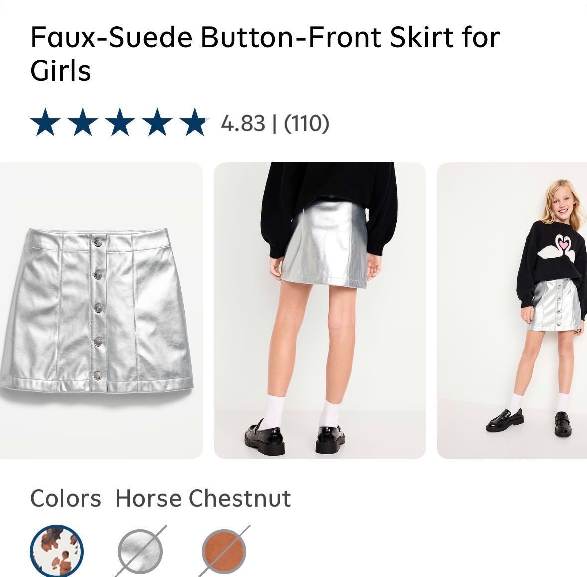 Faux-Suede Button-Front Skirt for Girls
